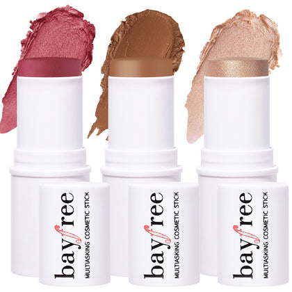KIMUSE Multi Stick Trio Face Makeup, Cream Blush Stick for Cheeks & Lips, Contour Stick & Highlighter Makeup Sticks for All Skin