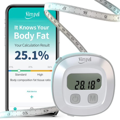 Slimpal Smart Body Tape Measure, Measuring Tape for Body Measurements, Tool for Monitoring Body Fat BMI, Retractable Bluetooth Body Fat Measurement Device for Fitness Shape & Weight Loss