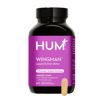 HUM Wing Man - Liver Detox and Liver Support Supplement with Milk Thistle, Dandelion Root Powder & Artichoke Leaf Extract - Helps Flush Liver of Toxins (60 Vegan Capsules)