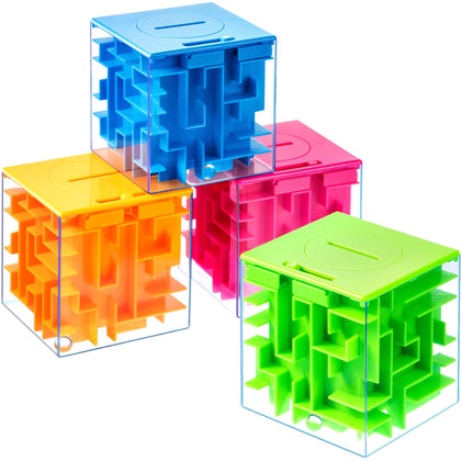 4 Pieces Money Maze Puzzle Boxes for Cash Gift, Great for Kids and Adults, Money Holder Maze Puzzle Gift Boxes, A Fun Unique Way and Brain Teasers to People You Loved