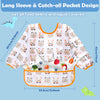 Lictin Long Sleeve Bibs 5 Pack - Baby Bibs for Girl or Boy, 0-24 Months Neutral Baby Smock for Eating, Waterproof Toddler Bibs, Reusable Infant Baby Bibs for Feeding Teething or Weaning
