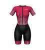 Sparx Aero Triathlon Suit Women Short Sleeve Tri Suit Women Running Swimming Cycling SkinSuit (US Burgundy, Medium)