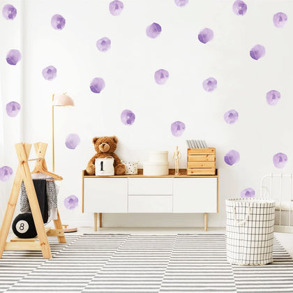 Polka Dot Wall Decals Removable Watercolor Wall Sticker for Kids Baby Girls Living Room Bedroom Playroom (Lavender Purple)