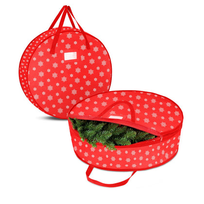 Delixike Christmas Wreath Storage Container - 24 Inch Wreath Storage Bag -Durable Handles - Holiday and Seasonal Christmas Storage Bag - 2 Pack