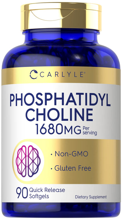 Carlyle Phosphatidyl Choline | 1,680mg | 90 Quick Release Softgels | Non-GMO & Gluten Free Supplement