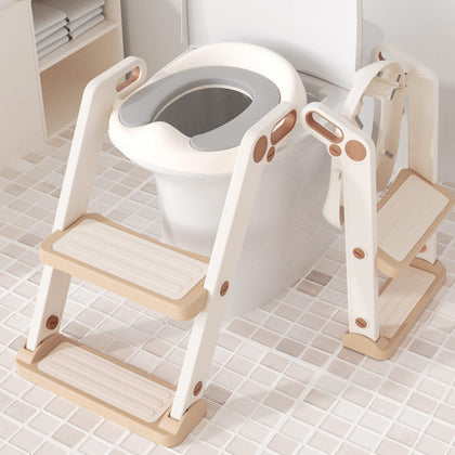 XJD Potty Training Seat for Toddler Toilet with Step Ladder for Kids Boys Girls Potty Training Toilet Adjustable Comfortable PU Safe Potty Seat with Anti-Slip Pads (Gold)