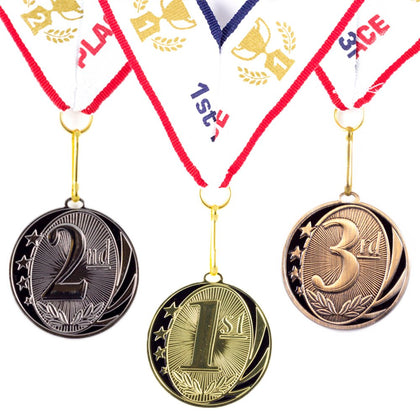 All Quality 1st 2nd 3rd Place Midnite Star Award Medals - 3 Piece Set (Gold, Silver, Bronze) Includes Neck Ribbon