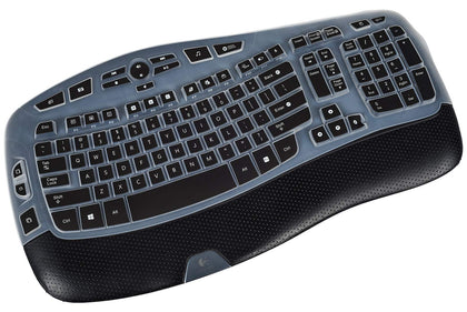 Keyboard Cover Skin for Logitech MK570 K350 MK550 Wireless Wave Keyboard, Ultra Thin Silicone Logitech MK570 Keyboard Protector-Black