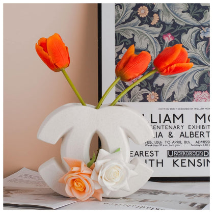 White Ceramic Vase, Minimalist Nordic Boho Matte Pampas Flower Vases?Ins for Wedding Dinner Table Party Living Room Office Bedroom(5.5