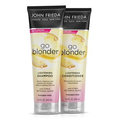 John Frieda Sheer Blonde Go Blonder Shampoo and Conditioner Set for Blonde Hair, Lightening Shampoo and Conditioner with Citrus and Chamomile, featuring our BlondMend Technology, 8.3 oz (2 Pack)
