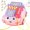 Baby Phone Toy,Baby Toy Phone Cartoon Baby Piano Music Light Toy Children Pretend Phone, Kids Cell Phone Girl with Light Parent-Child Interactive Toy Gift Game Boy Girl Early Education Gift Pink 18M+