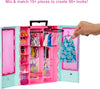 Barbie Closet Playset with 3 Outfits, Styling Accessories and Hangers, Mix-and-Match Barbie Clothes for 50+ Looks