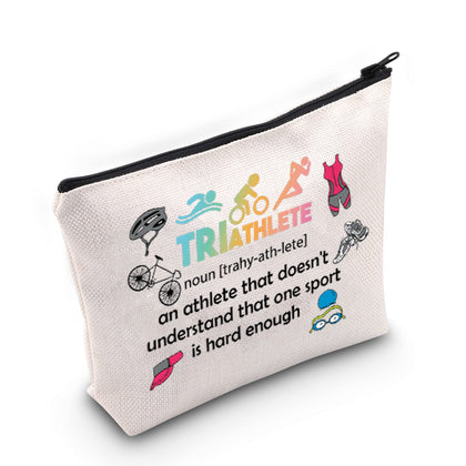 Triathlon Cosmetic Makeup Bag Travel Pouch for Women Triathlete Inspirational Gift Triathlon Lover Gift  (Triathlon noun)