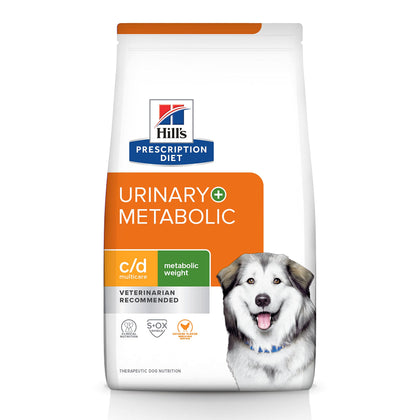 Hill's Prescription Diet c/d Multicare Urinary + Metabolic Weight Chicken Flavor Dry Dog Food, Veterinary Diet, 8.5 lb. Bag