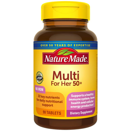 Nature Made Women's Multivitamin 50+ Tablets, 90 Count for Daily Nutritional Support