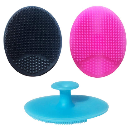 Silicone Face Scrubbers Exfoliator Brush&Baby Bath Brush& Facial Cleansing Brush&Baby Cradle Cap Brush&Silicone Massage Brush,Suitable for Adult Facial Cleansing and Baby Bathing (SMALL-3PCS)