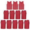 LTHYTY 12 Pack Scrimmage Vest/Team Training Jerseys/Sports Pinnies/Practice Jerseys/Soccer Bibs with Carry Bag Red