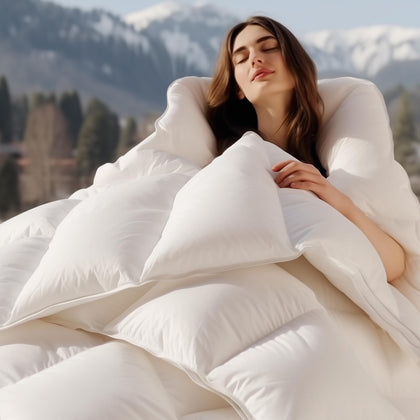 Bedsure Premium Down Comforter King Size, Luxurious High-Loft White Down Duvet Insert for All Seasons, Storage Bag & 8 Corner Tabs, Machine Washable, 54 Oz Fluffy Medium Warmth (106x90 Inches)