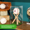 Baseball Display Case and Wood Baseball Stand Acrylic Baseball Holder Acrylic Box with Grass Pad for Ball Display Mini Wooden Bat Baseball Holders for Memorabilia Autograph Ball (2 Packs)