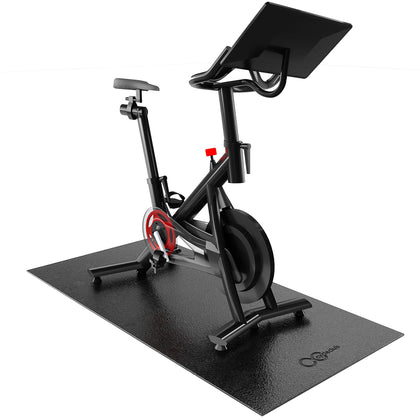 Cycleclub Bike Mat Compatible with Peloton Bike Treadmill Elliptical, 6mm Thick, Under Exercise Bike Trainer Mat Pad for Stationary Indoor Spin Bike,Hardwood Floor Carpet Black Gym Equipment Mat