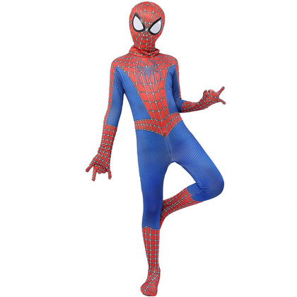 Almce Superhero Costume Kids Halloween Cosplay Bodysuit 3D Style Jumpsuit for Boys (Blue, Kids-S (Height: 38-42inch))