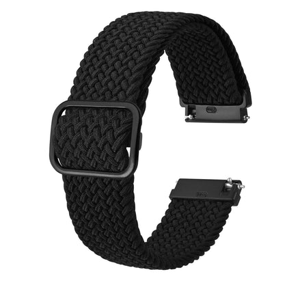 BISONSTRAP Nylon Watch Bands 16mm, Adjustable Braided Loop Straps for Men and Women,Black with Black Buckle