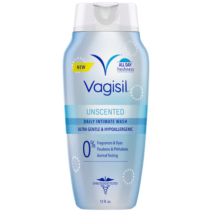 Vagisil Feminine Wash for Intimate Area Hygiene, pH Balanced and Gynecologist Tested, Unscented, 12 oz (Pack of 1)