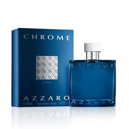 Azzaro Chrome Parfum - Fresh Aromatic Mens Cologne - Intense Fougère Citrus Fragrance - Notes of Bergamot - Lasting Wear - Masculine Clean Scent - Luxury Perfumes for Men - Travel Size, 1.6 Fl. Oz