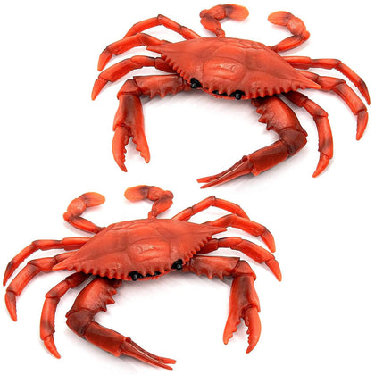 2Pcs Artificial Realistic Crab Toy - Educational Learning Ocean Life Toys Plastic Crab Seafood Toys - Red Crab Decor Animal Planet Sea Toys Ocean - Bath Toys Sea Creatures - Crab Plastic Toy