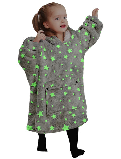 KFUBUO Wearable Blanket Hoodie for Kids Toddlers Sherpa Blanket Sweatshirt With Pocket Cute Hoodies 2-6 Year Old Girl Boy Birthday Gifts