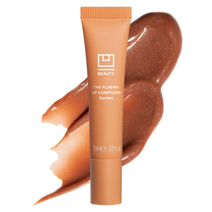 U Beauty The PLASMA Tinted Lip Compound - Shimmery Brown Lip Plumping Gloss, Hyaluronic Acid & Shea Butter Deeply Hydrate - Salicylic Acid & Peptides Visibly Smooth and Improve Lines, Sunset - 15 mL