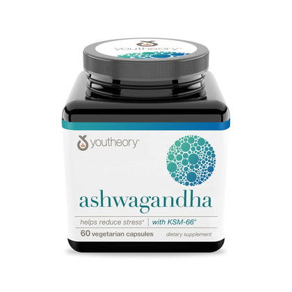 Youtheory ashwagandha Capsule, Helps Maintain Normal cortisol Level, Helps Reduce Stress, 60 Counts