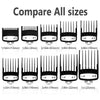 Professional Hair Clipper Guards Guides 10 Pcs Coded Cutting Guides #3170-400- 1/16 to 1 fits for All Wahl Clippers(Black-10 pcs)