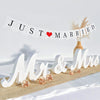 VIOPVERY Large White Mr & Mrs Sign for Wedding Table with Just Married Banner - Wooden Letter Decorations for Anniversary