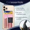 USA Merchant - Cellessentials Redesigned Card Holder - Silicone Stick on Cell Phone Wallet with Pocket for Credit Card ID Business Card - iPhone Android & Smartphones (American Flag/Thin Blue Line)