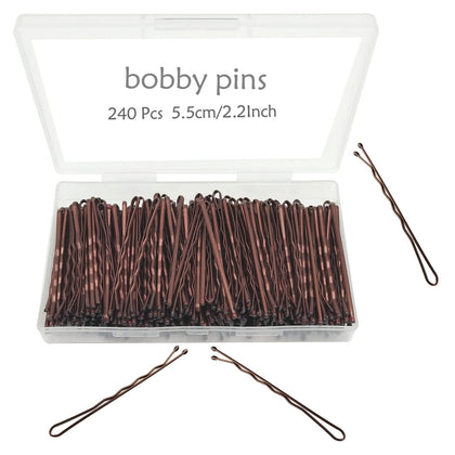 bobby pins brown, 240-Count hair pins with Cute Box, Premium bobby pin for Kids, Girls and Women, Great for All Hair Types(2.2 Inch)