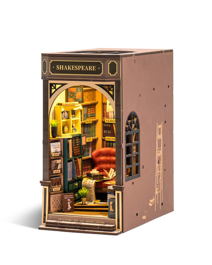 Rowood Book Nook,DIY Book Nook Kits for Adults,3D Wooden Puzzle Bookend Miniature Kit,Bookshelf Insert Decor Alley,Wood Craft Hobbies for Women/Men,Birthday Bookstore