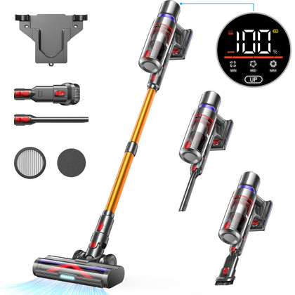 HOMPANY Cordless Vacuum Cleaner, 500W/40Kpa Stick Vacuum with Touch Screen, Max 60 Mins Runtime, Anti-Tangle Vacuum Cleaner for Home, 2024 Latest Motor, Wireless Vacuum for Pet Hair/Carpet/Hard Floor