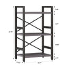 Homeiju Bookshelf, 3 Tier Industrial Bookcase, Metal Small Bookcase, Rustic Etagere Book Shelf Storage Organizer for Living Room, Bedroom, and Home Office(Grey) Patent Pending D29873033