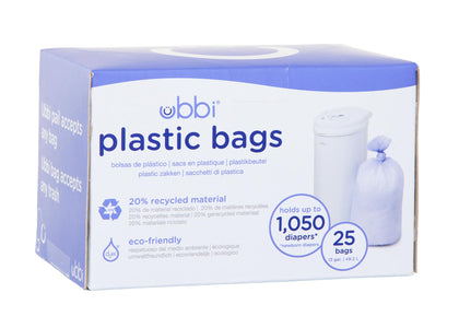 Ubbi Disposable Diaper Pail Plastic Bags, Single Pack, 25 Count, 13-Gallon Bags