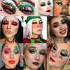 Afflano Christmas Makeup Eyeshadow Palette, Multichrome Red Green Eyeshadow Palette High Pigmented, Green Red Glitter Eye Shadow White Black Dark Green Blue 18 Colors for Candy Grinch Makeup