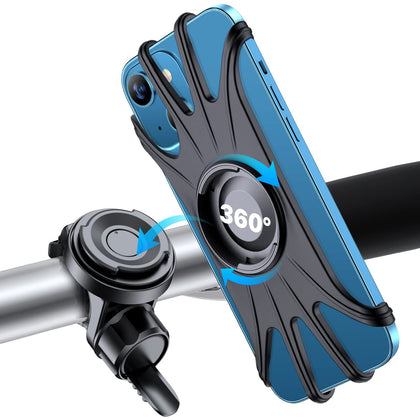 VUP Bike Phone Mount Detachable, Universal Bicycle Phone Holder with 360° Rotatable Silicone Mount for iPhone 15/14/13/Pro Max/Pro/mini/12/11/Xs/Max/Xr/X/7/8/Plus and 4.0''~6.7'' Cellphones