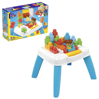 MEGA BLOKS Fisher-Price Toddler Building Blocks, Build n Tumble Activity Table with 25 Pieces and Storage, 1 Figure, Toy Gift Ideas for Kids