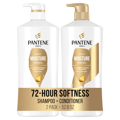 Pantene Shampoo, Conditioner and Hair Treatment Set, Daily Moisture Renewal for Dry Hair, Safe for Color-Treated Hair