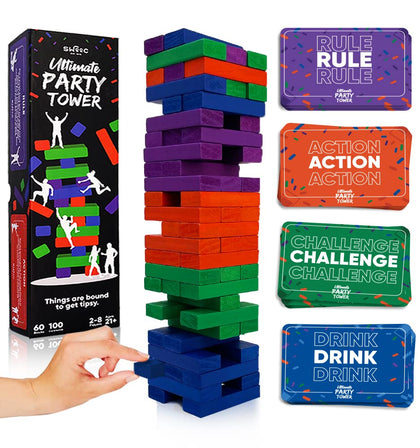 SWOOC - Ultimate Party Tower - 100 Original Commands, 60 Blocks & 1000's of Hilarious Rule Combinations - A Tipsy Spin on Fun Classic Games for Power Hour - Ages 21+