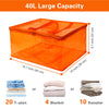 Vieshful 40L Orange Clear Clothes Storage Bag 3 Pack Colorful Clothes Organizer with Zipper Vinyl Storage Bag for Comforter, Blanket, Bedding, Duvet, Transparent Moving Totes