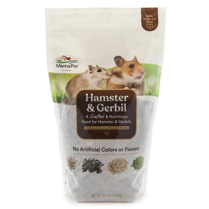 Manna Pro Hamster & Gerbil Feed | Feed with Vitamins & Minerals for Hamsters & Gerbils | No Artificial Colors or Flavors | 2.5 lb