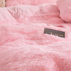 Pink Fluffy Comforter Cover, Ultra Soft Faux Fur Duvet Cover Bedding Sets 3 Pieces with Pillow Cases, Fluffy Bed Set Zipper Closure (Pink, Queen)