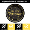 48 Pcs Retirement Paper Plates Happy Retirement Party Supplies Disposable Dessert Plates Decorations Black and Gold Plates Tableware for Men Women