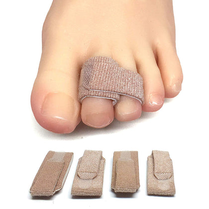 ZenToes Reusable Fabric Buddy Wraps for Broken Toes, Hammertoe Straightener, 4 Count (Beige)